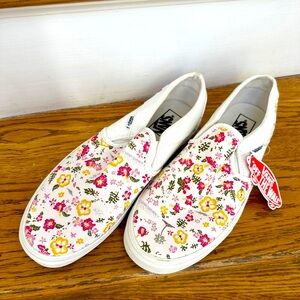 Vans Off The Wall Classic Slip On Shoes Floral Flower Pattern Womens Size 11